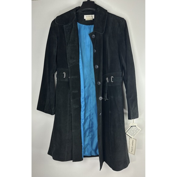 Vtg Margaret Godfrey x Bloomingdale's Suede Leather Belted Trench Coat Womens 14 - Picture 4 of 16